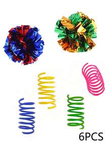 Juguete de rebote con resorte autónomo de plástico de colores para gatos, 2/4/8/10/12/14/20/30/40/50/60 piezas, juguete creativo para gatos que mantiene la salud, juguete interactivo y duradero de plástico resistente para golpear, morder, cazar, juguete para gatitos, regalo del Día de San Valentín para gatos/perros