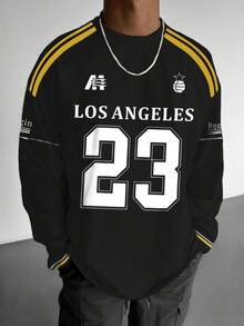 2025 Spring/Summer Fashionable Sporty Street-Style Print Long Sleeve, For Fall - Black - View 4