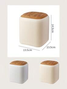 Dual Compartment Trash Can, Faux Wood Grain Finish, Large Capacity Desktop Waste Bin - Multicolor - View 3