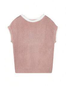Sz25061641641607440  Plain    Casual    Rib-Knit  Asymmetrical    Daily  Vacation - Hồng - Xem 5