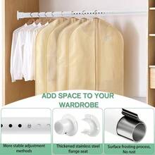 Closet Rods Hanging Clothes, 1.3 Inch Diameter Heavy Duty Closet Rod 17 - 39 Inch Adjustable Clothes Hanging Bar Matte White Shower Curtain Rods Closet, Wardrobes, Bathroom,