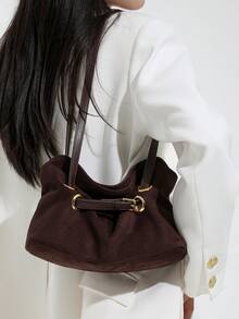 Bolso de ante para debajo del brazo para mujeres, nueva bolsa de mano estilo retro americano de otoño/invierno, bolso de hombro y bolso minimalista para chicas