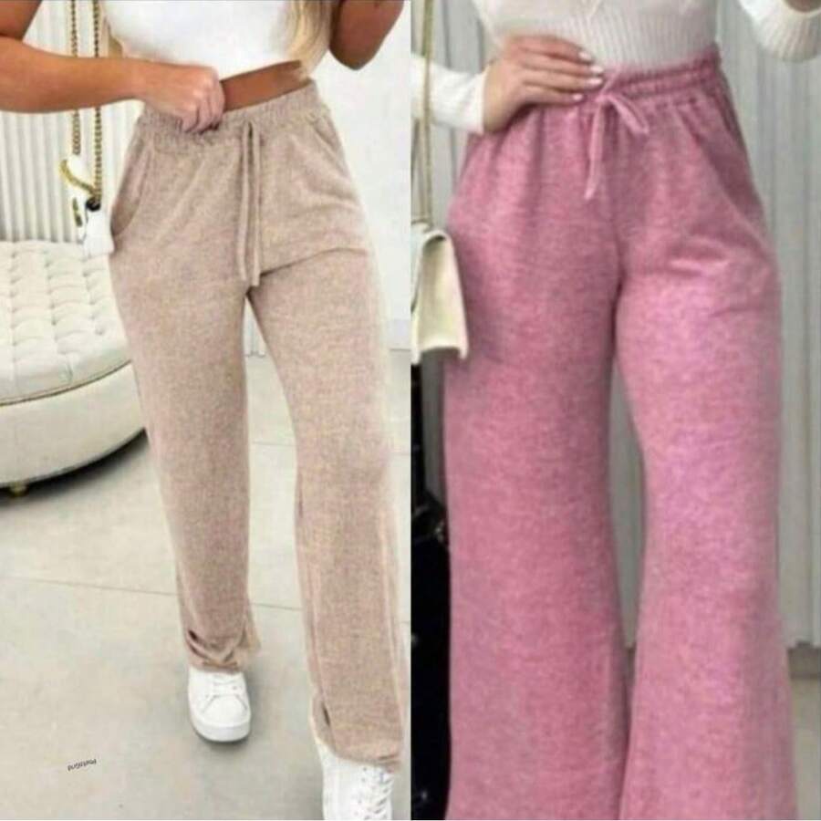 Kit 2 Women's Lanzinha Pants Winter Summer Fashion Pantalona  2025 - 米色和粉紅色 - 查看 1