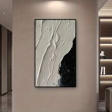 Unique Fashion-Themed Textured Cutlery Art Oil Painting - An Oil Painting With Abstract Black And White Design, Unframed Canvas, Modern Luxury Decor, Suitable For Living Room, Dining Room, And Bedroom.