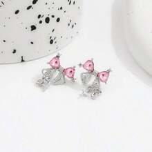 "Rhinestone Bow Decor Stud Earrings For Women – Elegant & Sparkling Jewelry, Perfect For Daily Wear Or Special Occasions, Chic And Dainty Accessory For Gifting, Birthday, Or Formal Events" - 多色 3 - 查看 5