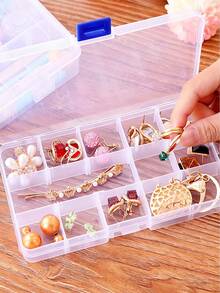 1 cutie de depozitare cu compartiment pentru obiecte mici, multifuncțională, impermeabilă, detașabilă; potrivită pentru depozitarea bijuteriilor, accesoriilor pentru unghii, șuruburilor și uneltelor, separatorul poate fi dezasamblat și asamblat după bunul plac. Folosită pentru depozitarea cerceilor, inelelor, bijuteriilor, accesoriilor pentru unghii, decorarea și depozitarea bijuteriilor. Cadouri pentru fete, soare, călătorii, răcoare, înapoi la școală.