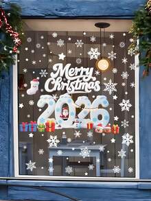 1 Set Of 4pcs New Year 2026 Christmas Stickers, Window Stickers, Glass Stickers For Home, Mall, Shop Window Holiday Decoration Wall Stickers Room Decor Wall Sticker Wall Decor Home Decor Christmas Decorations Christmas Decorations Home