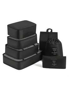 8 pièces Boîtes organisatrices de bagage de voyage, comprenant des sacs de rangement compressés pour chaussures, des sacs pour vêtements et sous-vêtements, un ensemble de cubes d'emballage pour valise