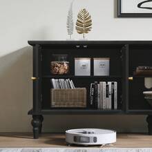 67"  TV Stand For Tvs Up To 70", Mid-Century Modern Entertainment Center  For Living Room, Bedroom (Black) - 黑色 - 查看 5