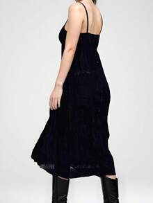 Womens 2026 Split Front Long Camisole Solid Color V Neck Spaghetti Strap Backless Shirts  Streetwear - 黑色 - 查看 2