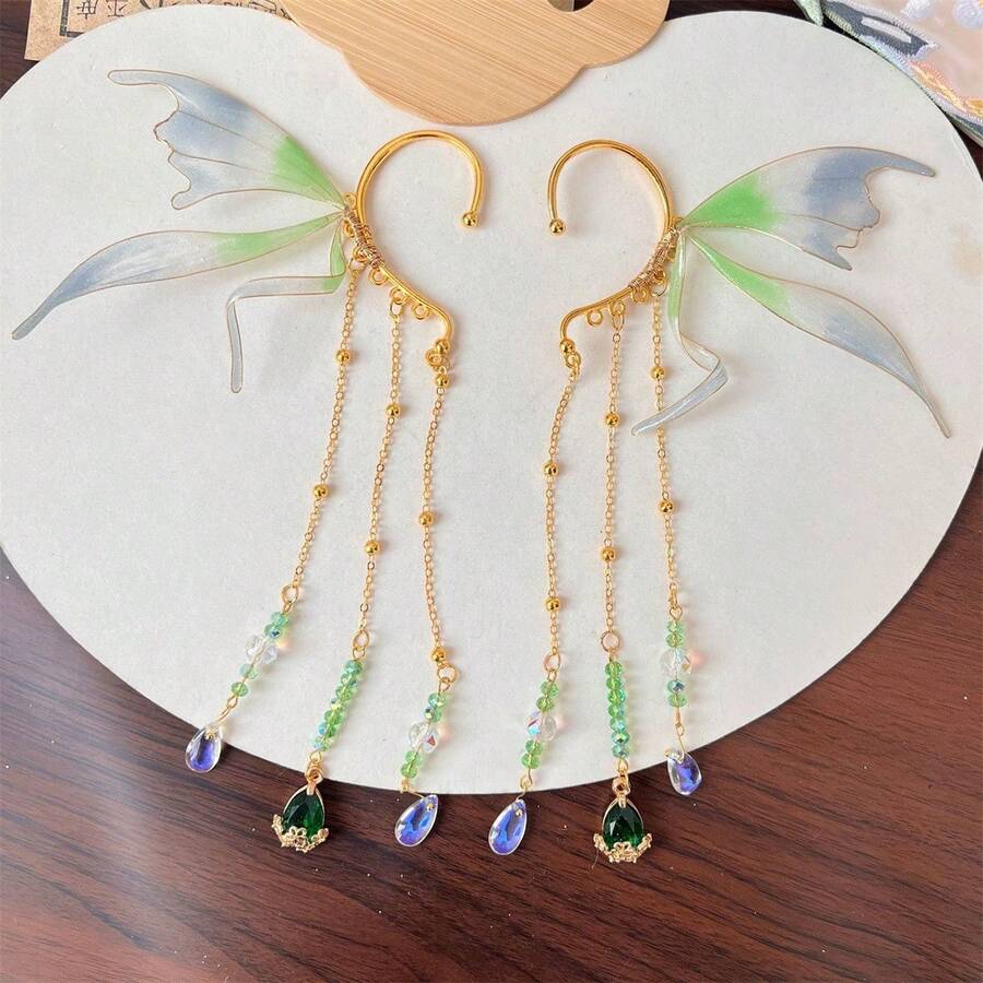 Elf Fairy Ear Cuffs With Tassel No Piercing Earrings Cosplay Accessories For Women And Young Girls - 彩色 - 查看 1