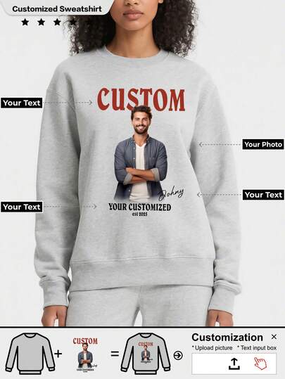 Custom Women's Round Neck Thickened Sweatshirts With Custom Designs Can Be Your Family, Your Pets Or Cartoons, About Anything And Everything.