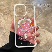 Benecy Magnetic Case For IPhone 17 Air 16e 16 15 14 Pro Max 13 12 11 XR XS Plus Cowgirl Hat Reverie  Pattern Acrylic Back TPU Edges Shockproof Ultra Thin Mobile Phone Cover Gift For Girl - White - View 1