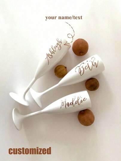 1pc Customized Acrylic Champagne Glass, Customized Plastic Stemware, Made Of PP Material, Shatterproof, Pressure-Resistant, Elegant Plastic Champagne Flute, Suitable For Wedding Toasts, Engagement Parties, Graduation Celebrations, Bachelorette Parties, Bridal Showers, Baby Showers, Birthday Parties, Multi-Functional, Durable, Stylish, Reusable.