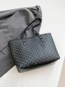 Light Luxury Fashion Print Design Letter Pattern Decorative Lady Tote Bag, Suitable For Commuting And Going To School. It Has A Large Capacity, Is Portable, And Features A Classic Casual And Business Casual Style. Perfect For Teenagers, College Students, And White-Collar Workers, It Is Ideal For Work, High School, University, And Holidays. It Is A Fashionable Zipper Tote Bag.