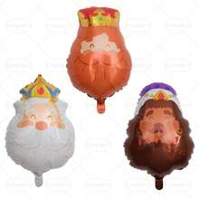 3 Globos metálicos de pie de los Tres Reyes Magos de 110 cm - Globos de fiesta - Decoración navideña - Fiestas de los Tres Reyes Magos - Globo de los Tres Reyes Magos