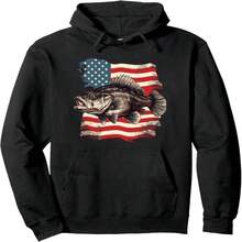 Fisherman An US Flag With Fishing Black B Fish Pullover Hoodie - Black 29 - View 1