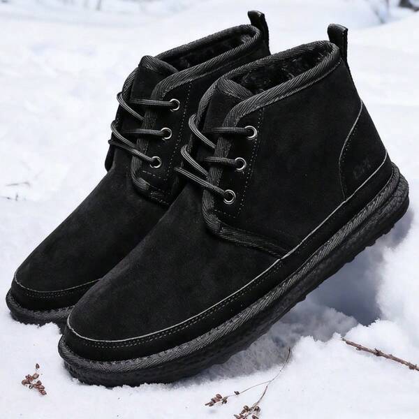 Botas de neve de inverno, forradas termicamente, grossas e quentes, calçados de inverno de alta qualidade para atividades ao ar livre, calçados esportivos de cor sólida (letras aleatórias no calcanhar)