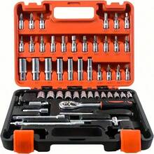53pieces Of Multi-Functional Repair Tools Are Suitable For Outdoor Emergency Repair Toolboxes, As Well As For The Maintenance Of Cars, Bicycles And Motorcycles. It Is A Professional-Level Manual Tool Set, Suitable For Automotive Repair And DIY Use - Orange Box - View 8