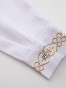 两件套男士达希基新款长裤套装，非洲传统服饰，长袖男士奢华卡夫坦长袍，优雅男士阿拉伯白色西装 - 白色 - 查看 8