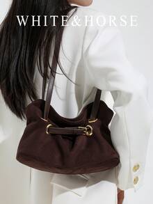 Bolso de ante para debajo del brazo para mujeres, nueva bolsa de mano estilo retro americano de otoño/invierno, bolso de hombro y bolso minimalista para chicas