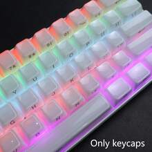 136键多色（白/粉/紫/蓝）水晶果冻键帽，PC透明材质，兼容MX轴，6.25U空格键，适用于61、64、68、82、84、87、96、98、100、104、108键机械键盘。简约风格，机械键盘DIY改装键帽。 - 136鍵側刻 - 查看 5
