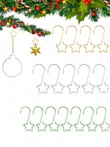Conjunto de 20 Ganchos de Metal para Enfeites de Natal, Decoração de Casa e Festas: Ganchos em Formato de Estrela, Âncoras para Pendurar Enfeites Pequenos, Bolas e Lâmpadas em Meias de Natal. Ideal para Decoração de Natal em Ambientes Internos e Externos, Decoração de Inverno e Presentes de Natal. - Multicolorido - Ver 1