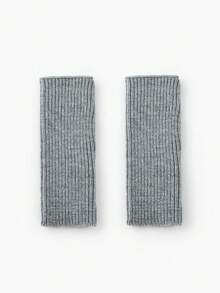 1 Pair Solid Color Versatile Simple Warm Knitted Elastic Gloves Summer - Grey - View 3