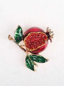 1pc Fashionable Minimalist Pomegranate Brooch, Unique Fruit Plant Lapel Pin For Suit, Sweater
