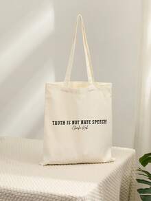 1 Pc Truth Is Not Hate Speech Pattern Tote Bag Shoulder Bag For Travel Daily Commute Women's Shopping Bag, Best Gift For Her,  Folding Shoulder Bag Summer Beach Holiday Bag Travel Gift For Man Woman