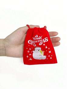 10 件/套大型圣诞装饰礼品袋，12 个圣诞主题图案礼品袋，天鹅绒抽绳礼品袋，适合圣诞节和万圣节（随机图案）
