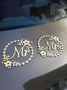 2pcs Mr. And Mrs. Wedding Chair Back Creative Letter Pendant Wedding Gift (With Two Ribbons) Can Be Used As Photo Props, Souvenirs, And Perfect Gifts For Family, Friends, Or Other Newlyweds In Your Life