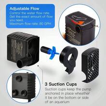 80 GPH Submersible Pump with Adjustable Intake 6' Waterproof Cord Hydroponics, Aquaponics, Fountains, Statuary, Aquariums more, 1 year - inicial - Ver 6