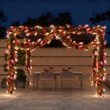 1pc 196.06 Inch Christmas Santa Claus, Gingerbread Man, Snowman Metallic Red, Green, Gold Twisted Ribbon Decor, Includes Shiny Ornaments, Plastic Christmas Tree And Party Supplies, Indoor Outdoor Holiday Decoration