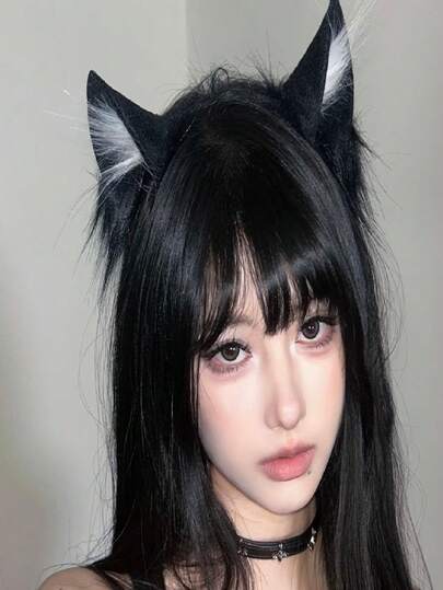Handmade Cat Fox Faux Fur Ear Headband - Cute Halloween Costume Accessory, Fluffy Animal Ear Hair Hoop, Halloween Cosplay Headpiece, Halloween Outfit, Joke Design, Soft Texture