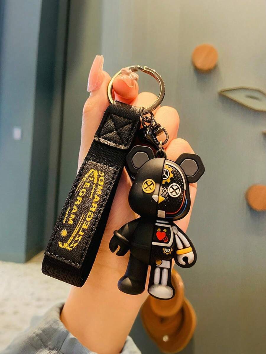 3D卡通熊造型钥匙扣，男女通用机械熊钥匙链，时尚创意钥匙圈，适用于汽车、包包、礼品、钥匙扣、挂绳、学习用品、教师礼物、节日和派对礼品