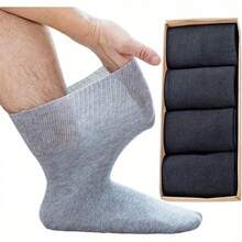 4-Pack Diabetic Crew Socks - Women & Men Loose Top Socks - Extra Wide Non-Binding Top, Elastic Opening For Easy On/Off - Neuropathy And Peripheral Neuropathy Care - Soft Breathable Fabric - Swollen Feet, Edema, Toe Bone - Elderly, Pregnant, Post-Surgery - Unisex - Everyday & Special Occasions - Value Pack, Elderly Footwear, Comfortable Fit, Durable Construction, Shoes, Elderly Care - Multicolor - View 2