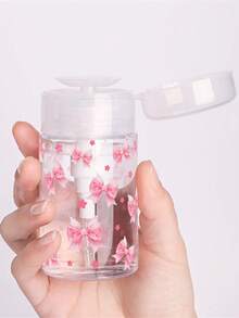 蝴蝶结图案透明宠物可重复灌装旅行瓶，卸妆液分装瓶，带3.38盎司/6.76盎司便携式按压泵，适用于卸甲油、爽肤水和卸妆液，圆顶设计，仅限手洗，可重复使用，卸妆液瓶