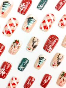 Paznokcie świąteczne, śliczne paznokcie, Święty Mikołaj, choinka, jesienne paznokcie prasowane