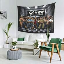 Homies In Classroom Illustration Tapestry - Vibrant Cartoon-Style Classroom Scene Wall Art, Durable Polyester Fabric For Dorm, Bedroom, Party & Team Decor - Graduation & Birthday Gift Idea, Dorm Room Decoration, Playful Design, Easy To Hang, Decorative Art, College Students, Highquality Print, Home Decorators - Màu sắc hình ảnh - Xem 4