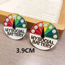 My Social Battery Emotion Management Rotatable Metal Badge, Mood Management Brooch Backpack Decor Christmas Gift