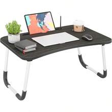 SKM-MX Mesa Plegable para Laptop, Escritorio para Cama Portátil, Mesa de Escritorio Plegable Tarjetas, Ideal para estudiar o Trabajar (Rosa) - Negro - Ver 1