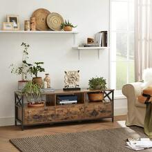 Mueble de TV de hasta 65 Pulgadas, Mueble de TV con 3 cajones, 40 x 147 x 50 cm, Estilo Industrial, Marco de Acero, marrón rústico y Negro - Marrón y negro - Ver 3