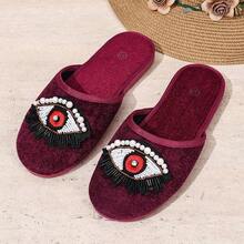 Sandalias de malla de uso interior/exterior con decoración de ojos, nueva moda 2025