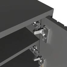 TV Unit, Lowboard With Structured Doors, TV Stand, Gold Handles And Gold Legs. - Black+ Gray + Particle Board + 70-79 Inches - View 9