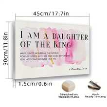 1pc Framed Canvas Print "I Am A Daughter Of The King" Watercolor Wall Art With Inspirational Bible Verse (1 Corinthians 12:31) - Ready To Hang Wood Frame, Pink & Golden Accents, Horizontal Christian Home Decor For Bedroom, Living Room, Office, Inspirational Wall Decor, Classic Artwork, Handcrafted Feel, Motivational Quote, Spiritual Encouragement - Nhiều màu - Xem 2