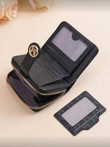 New Litchi Texture Letter Wallet Multi-Card Slots Short Style Small Women Bag Thick Korean Fashion Compact Vintage Coin Purse For Women Money Wallet Mini Wallet Purse Wallet Small Wallet Cute Wallet