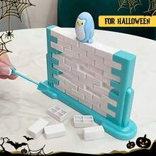 企鹅墙挑战家庭游戏 - 互动策略拼图，搭配积木，培养动手能力，是增进亲子感情的理想选择，也是万圣节和圣诞节的绝佳礼物