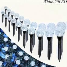 (Upgraded Larger Size) 1 Pack 20 LED Solar Powered Pathway Lights, Paper Box Packaging 3.6cm Crystal Bubble Ball, Turns Off During Daytime, Lights Up At Night, Fairy Tale Path Lights, 8 Lighting Modes For Camping, Party, Trail, Summer, Lawn, Yard, Garden, Wedding Party, Christmas Decoration