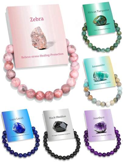 1pc Natural Stone Stretch Bracelet Women's Fashion Minimalist Natural Stone Crystal Emotional Healing Stretch Bracelet Birthday Gift, Surprise Gift, Halloween Gift, Friendship Gift, Fashion Jewelry Gift